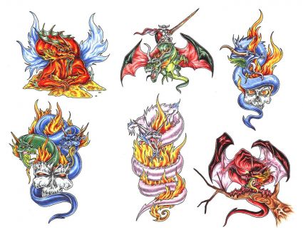 Colored Dragon Tattoos Pics